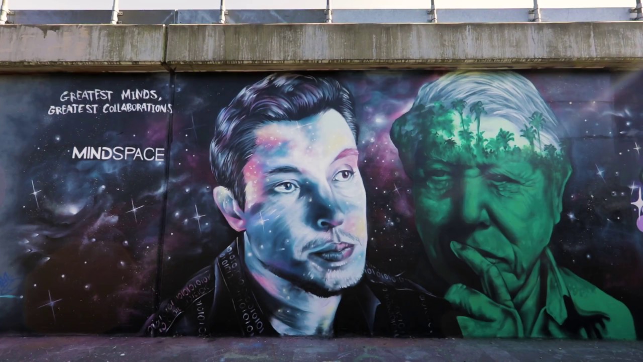 Mindspace: Greatest Minds | David Attenborough and Elon Musk Mural in Shoreditch