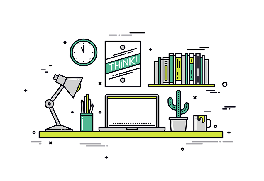 bigstock Designer Workspace Line Style