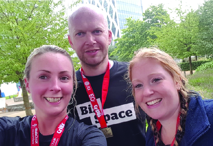 Team BizSpace 3 - Natasha Wright, Steve Moody and Debbi Gillham at the finish_v