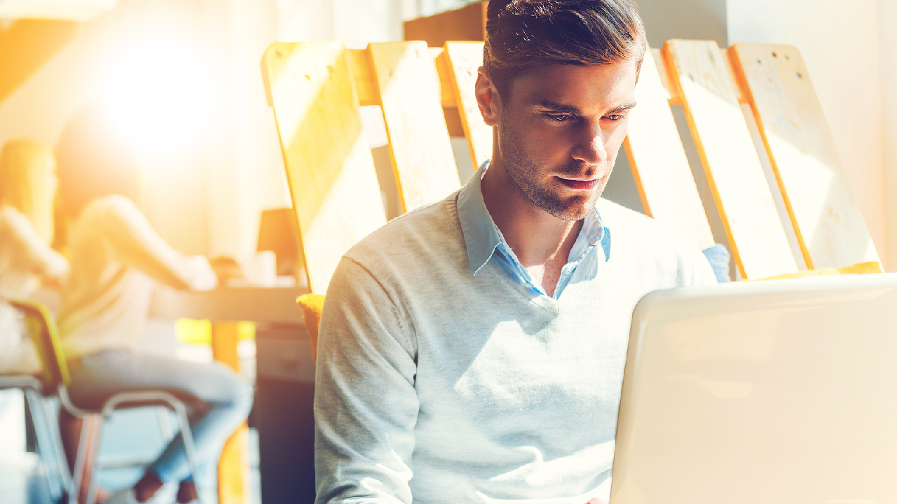 man laptop coworking