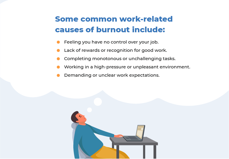 Some common work-related causes of burnout include