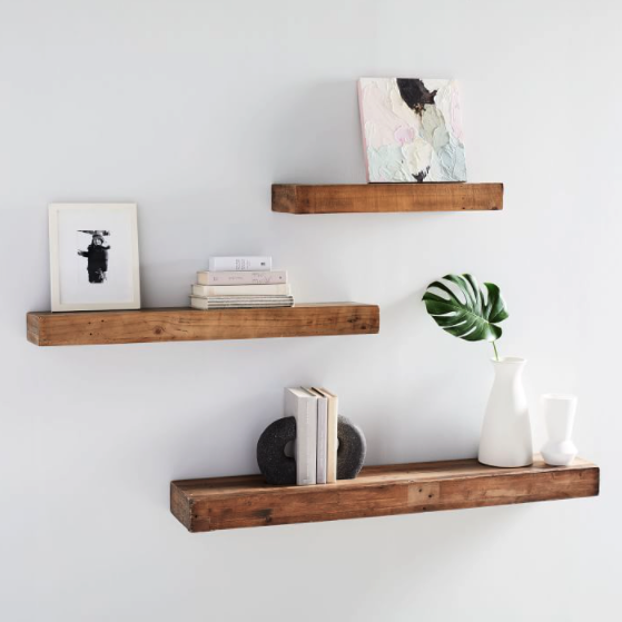 Reclaimed Solid Pine Floating Wall Shelves