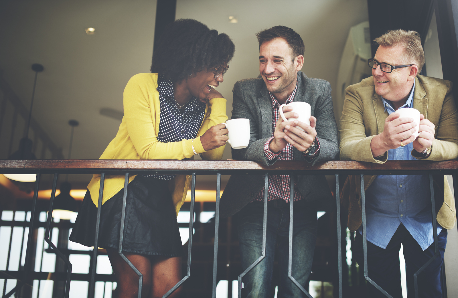 Group Business People Chatting Balcony Concept